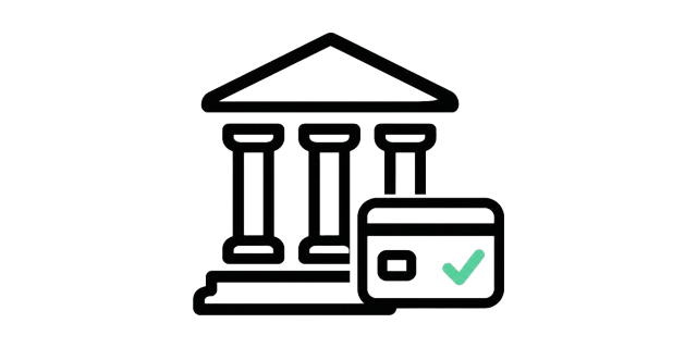 Banco y tarjeta con marca de verificación