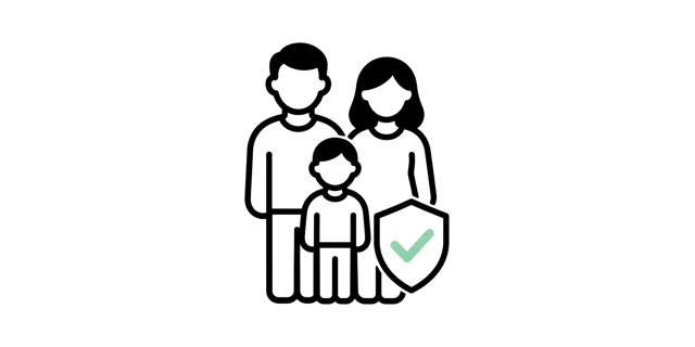 Familia y escudo de protección para un seguro de vida